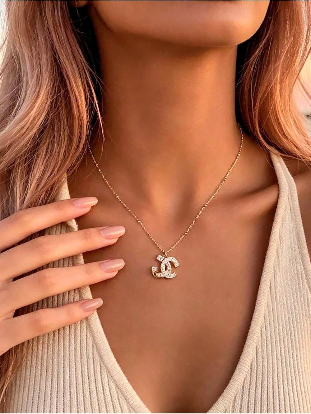 Interlocking Pendant Necklace in Gold & Silver NWT